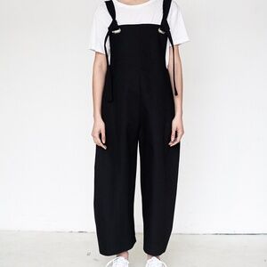 Collina Strada Black Twill Humpback Overalls S